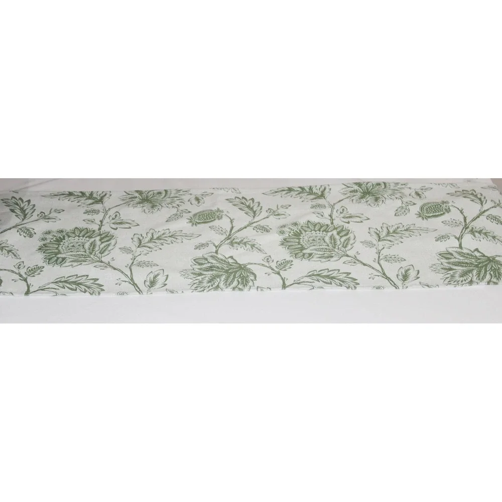 Floral Green White Botanical Valance Curtain 52 x 14 in